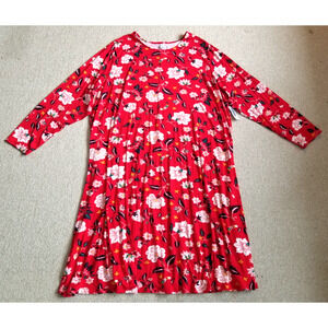 NWT Womens Dress-OLD NAVY-red floral rayon jersey knit swing midi shift-4X
